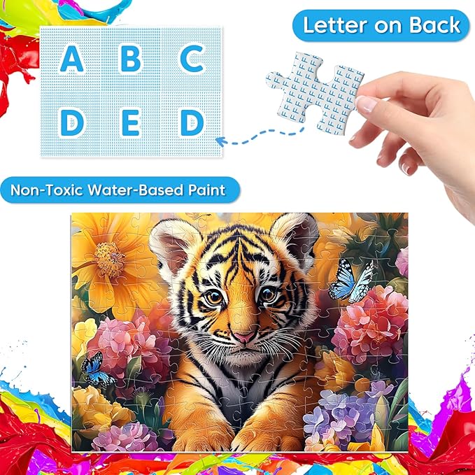 4-Pack 100 Pieces Puzzles for Kids Ages 4-6 6-8 Panda Tiger Deer Cat Puzzles 100 Pieces Jigsaw Puzzles for Kids 8-10 Year Old, Large Piece Puzzles for Seniors, Puzzles Toys for Boys and Girls