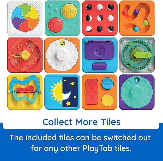 Fat Brain Toys PlayTab Essentials, Modular Sensory Activity Board for Babies and Toddlers Ages 12 Months+