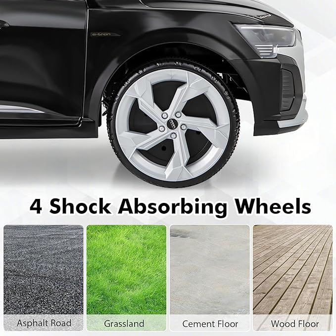 Licensed Audi SQ8 Ride on Car by INFANS, Battery Powered Electric Vehicle for with Remote Control, Adjustable Music, LED Lights, Suspension, Driving Toy Gift for Kids Toddler Age 3+ (Black)