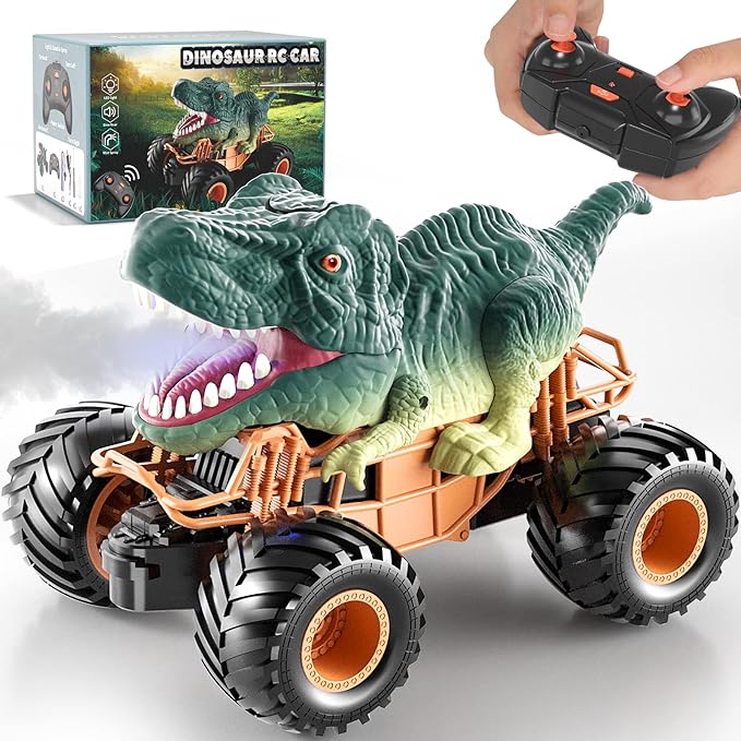 Bennol Remote Control Dinosaur Car, 2.4Ghz RC Truck for Toddlers, Electric Hobby RC Car Toys with Light & Sound Spray Birthday Gift for 3 4 5 6 7 8 Year olds Kids Boys Girl