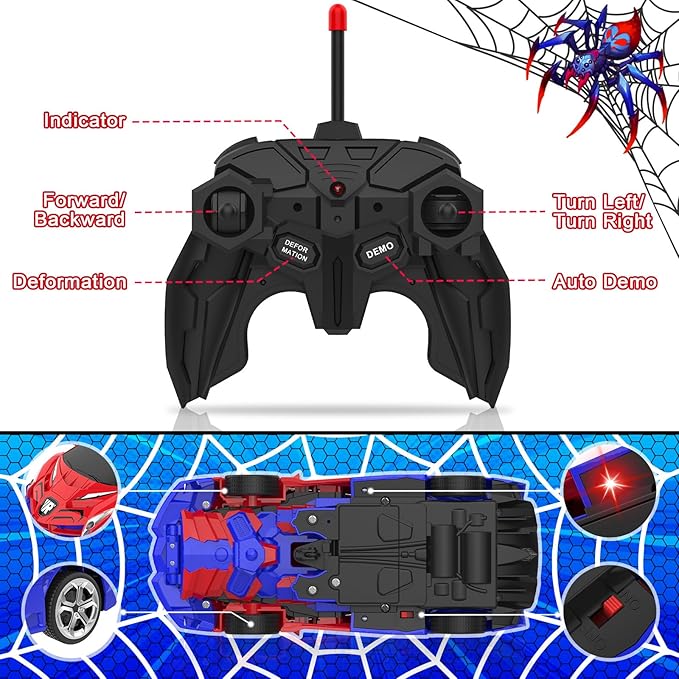 Transform Remote Control Car for Boys 4-12, 1:18 Scale RC Car, One-Button Deformation 360 Rotation Robot Toy, Kids Toys for 3-12 Years Old, Gift