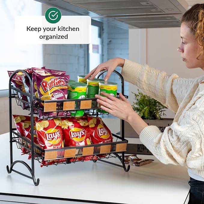 Candy Display Rack | Stackable Candy Organizer | Snack Organizer For Countertop | Snack Shelf And Chip Rack For Stores | Snack Display For Counter | Snack Stand For Office 2-Pack