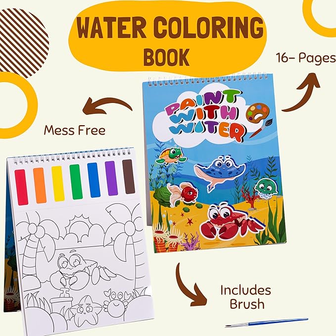 Toddler Travel Toys โ My Preschool Busy Book, Airplane Activities for Kids Ages 3-5, Reusable Sticker Book, Water Coloring Book, Preschool Workbooks, 3D Puzzle, Travel Toy for Car or Plane