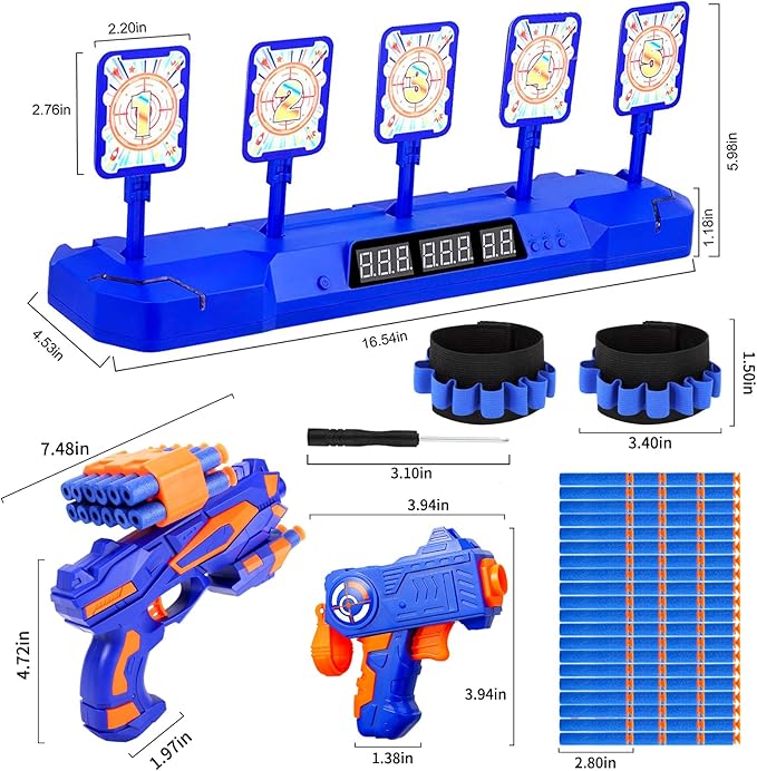 Target for Nerf Gun Practice, Plus Electric Digital Shooting Targets w/Blaster Scoring Auto Reset Target for Nerf Ideal Gift Toy for Kids, Teens, Boys and Girls Aged 5-12