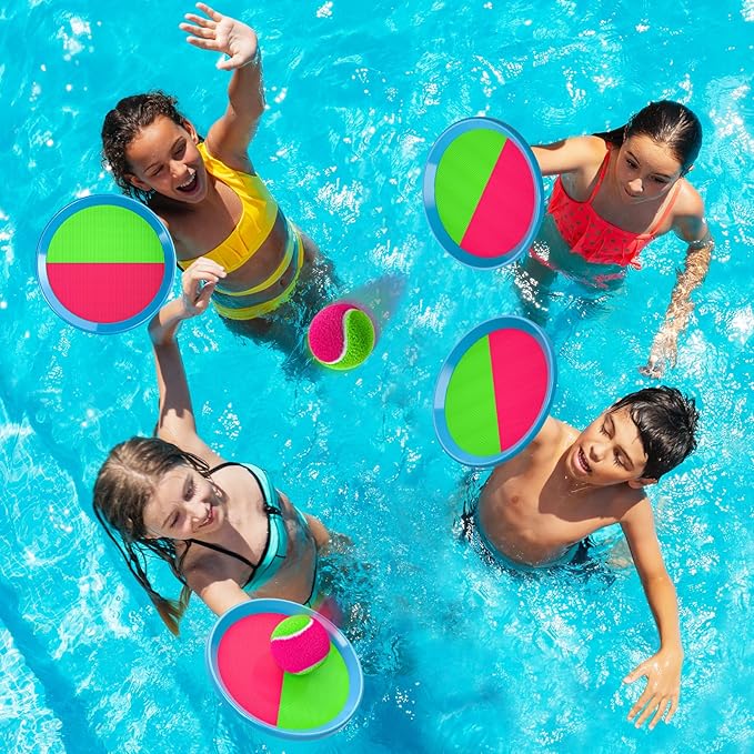 Bennol Toss and Catch Ball Game for Kids, 4 Paddles, 4 Balls & Storage Bag, Outdoor Toys for Ages 3-10, Yard Backyard Beach Games