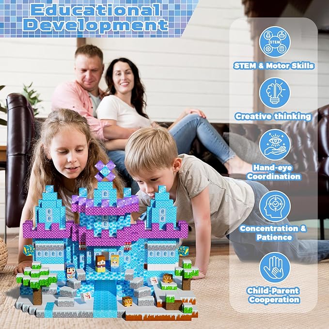 Magnetic Blocks - 150PCS Magnetic Blocks Build Ice Castle - Magnetics Toys for Montessori Toddler Christmas Birthday Gifts - STEM Sensory Toys for 3 4 5 6 7 8 9 10 Year Old Girls