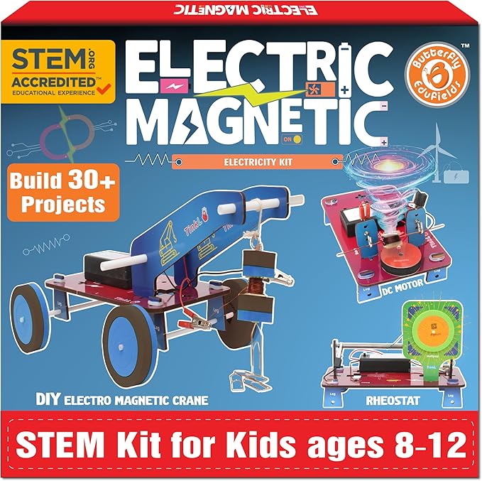 Butterfly Edufields 30in1 STEM Kits for Kids Age 8-10-12 | STEM Toys for Ages 8-13 | Electricity & Magnetism | Science Project Kit for Boys & Girls Aged 8-10-12-14 | Best Educational Birthday Gift