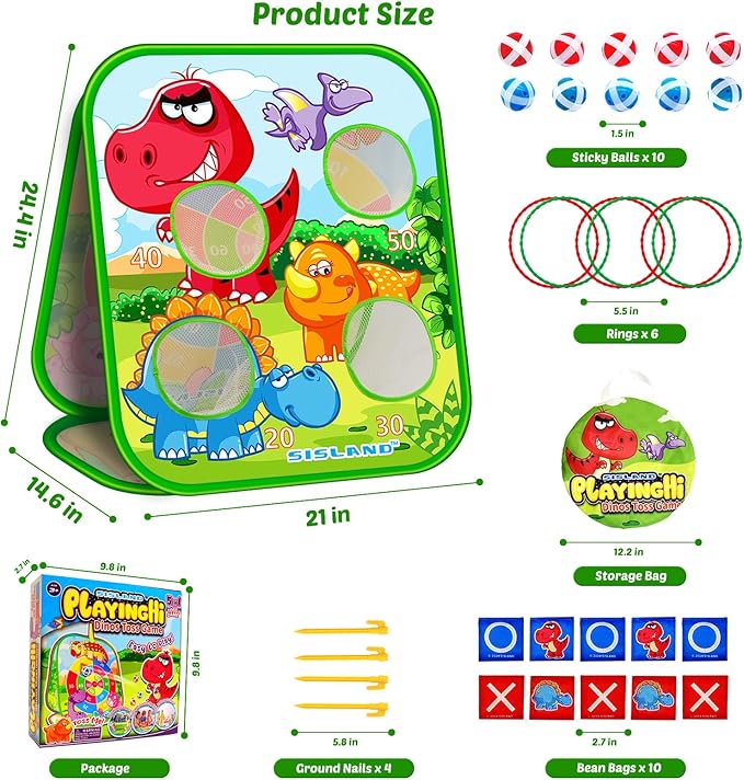 5-in-1 Bean Bag Toss Game for Kids, Animal Corn Hole Outdoor Toy for Toddler, Outside Yard Party Lawn Backyard Games Birthday Gift for Boy Girl Age 3 4 5 6 7 8