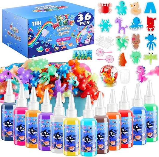 Aqua Fairy Water Gel Kit, Magic Water Elf Toy Kit, Toys Gifts for 3-12 Year Old Boys Girls Kids, Craft Kit with 12 Colors Magic Gel and 15 Shape Molds, Party Favors, Arts & Crafts DIY STEM Toy