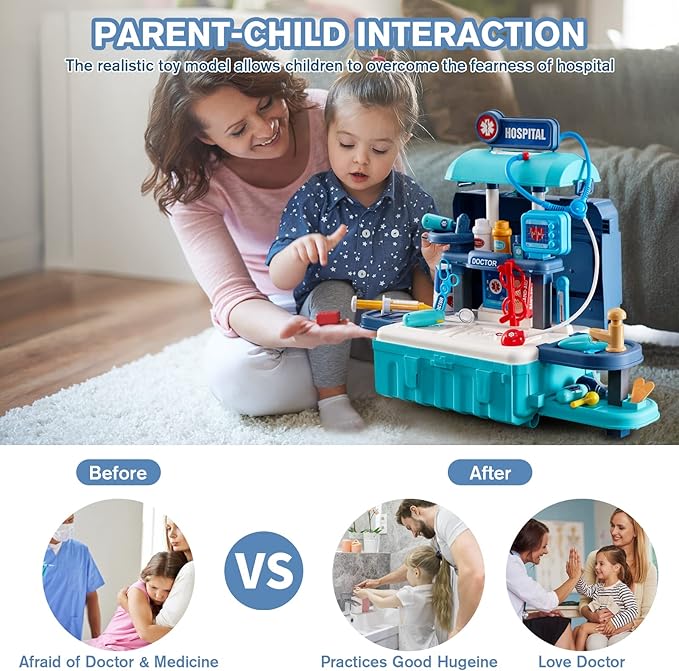 Kids Toy Doctor Kit, Toddler Medical Set with Stethoscope and Medical Tools Toys for 3 4 5 6 Years Old Boys Girls, Doctor Pretend Play Toy Gifts for Christmas Birthday Party New Year