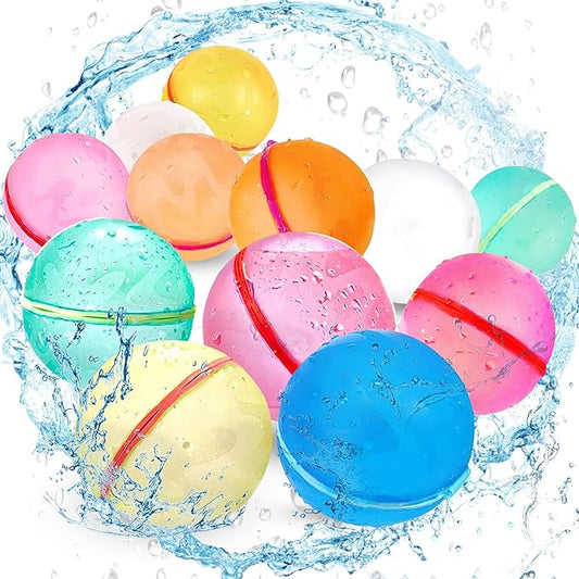 Magnetic Reusable Water Balloons, Refillable Water Toys Balloons Quick Fill Self Sealing, Splash Bomb Water Balls Summer Toys for Kids, Pool, Outdoor Water Play Game, Summer Fun Party, 12 Pack