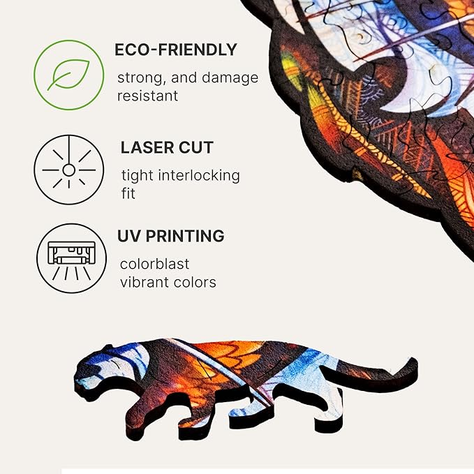 UNIDRAGON Original Wooden Jigsaw Puzzles - Lovely Tiger, 700 pcs, Royal Size 17.7"x22", Beautiful Gift Package, Unique Shape Best Gift for Adults and Kids