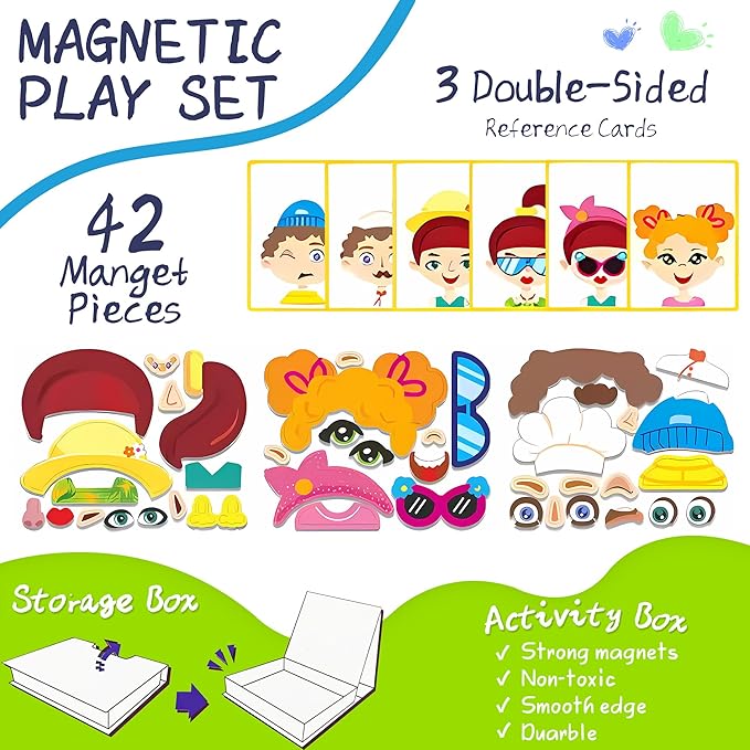 Magnetic Puzzles for Kids- Educational Magnetic Book, Crazy Face Dress-Up Game & Preschool Toddler Learning Activities, Travel-Friendly STEM Toy, Fun Fridge Magnets for Toddlers 1-3 3-12