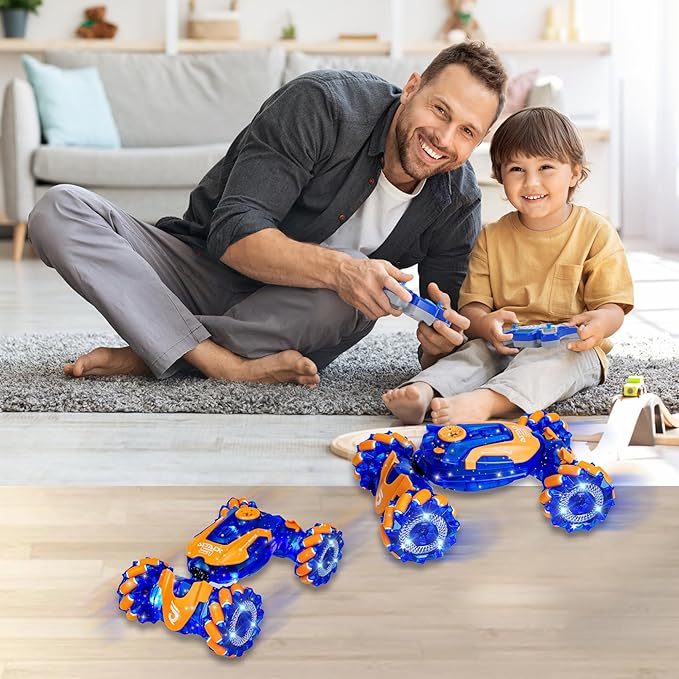 Gesture Sensing RC Stunt Car, Rotating Rechargeable Transform Car Toys, with Lights Music Spray, 360° 4WD Remote Control Twist Cars, Birthday Gifts for Kids Boys Girls 6-8-12, Best Gift for Kids 5-7