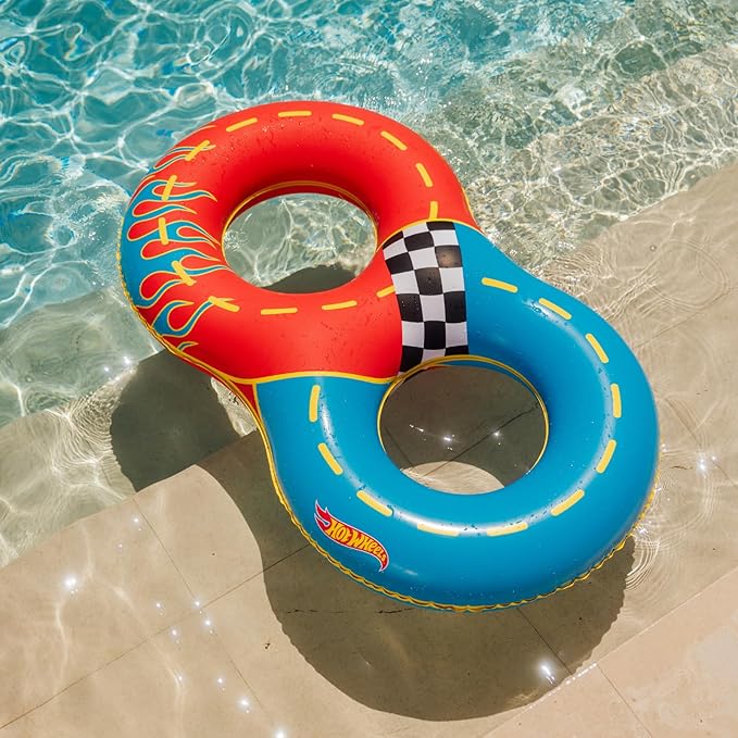 Hot Wheels & FUNBOY Racetrack Double Tube Float for Kids - 2 Person 60'' Large Size