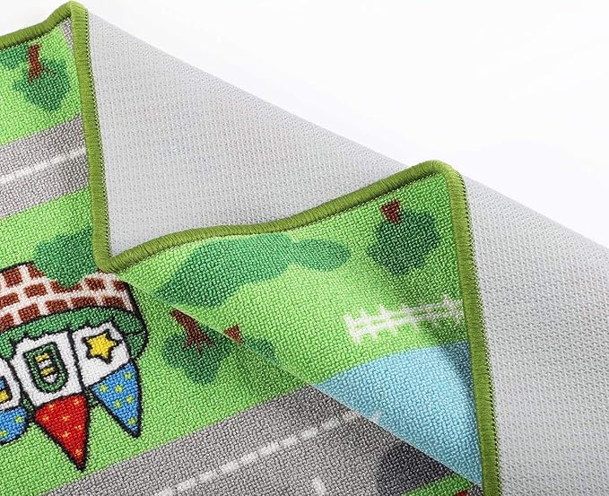 HUAHOO Kids Carpet Playmat, Car Rug for Toy Cars and Trains, Non-Slip Play Mat for Playroom & Classroom (Parking, 32x47in)