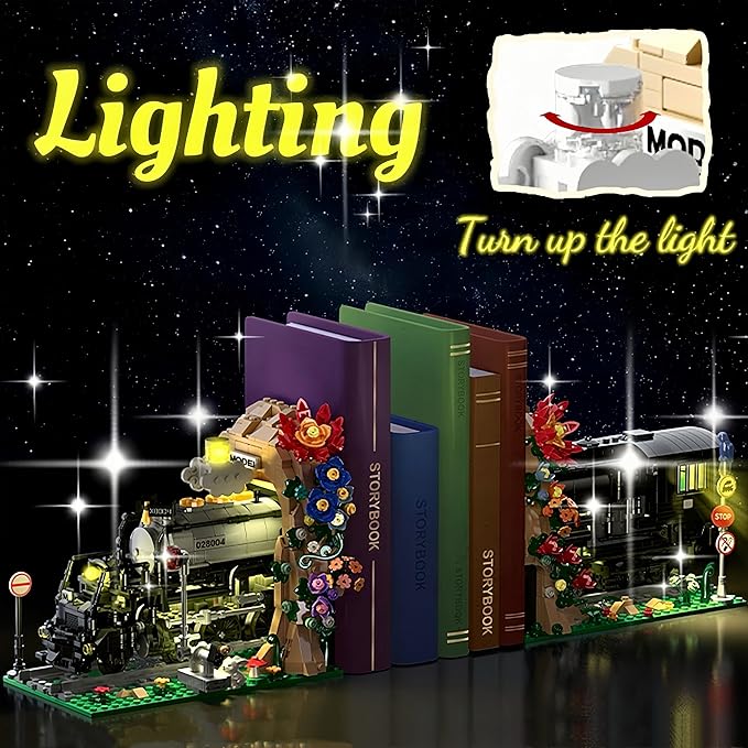 Big Black Steam Train Building Blocks Kits,Creative Flower Train Bookshelf ,1848 Pcs,Room Office Decoration,Gifts for Boys and Girls