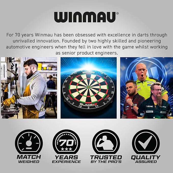 Winmau Darts - Masters Pro Premium Bristle Dartboard Set - Includes Dart Board, Darts, Flights, Shafts and Oche Strip - Professional Steel Tip Darts & Dart Board for Adults