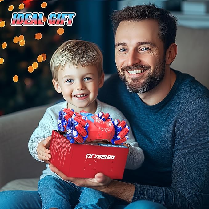 Remote Control Car 2.4Ghz RC Cars with LED Lights Double Sided Off-Road 360°Rotating Roll RC Cars Rechargeable 4WD RC Stunt Car Indoor Outdoor Toys for Boys Girls 6-13 (Red)