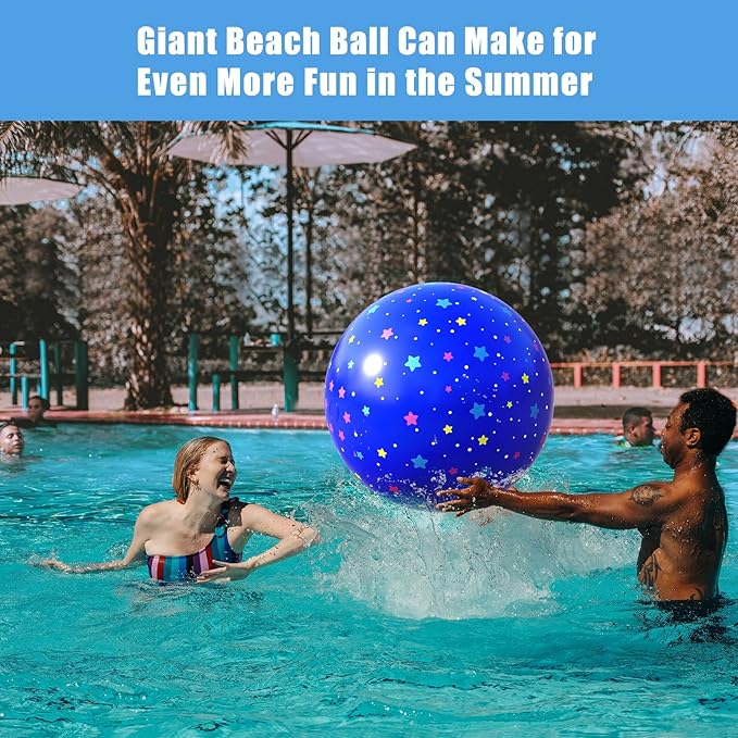 Blue Beach Ball 24 Inches - Exciting Pool and Beach Toy for All Ages, Large Inflatable Beach Ball Ideal for Summer Water Activities and Hawaiian Parties Bulk Beach Balls