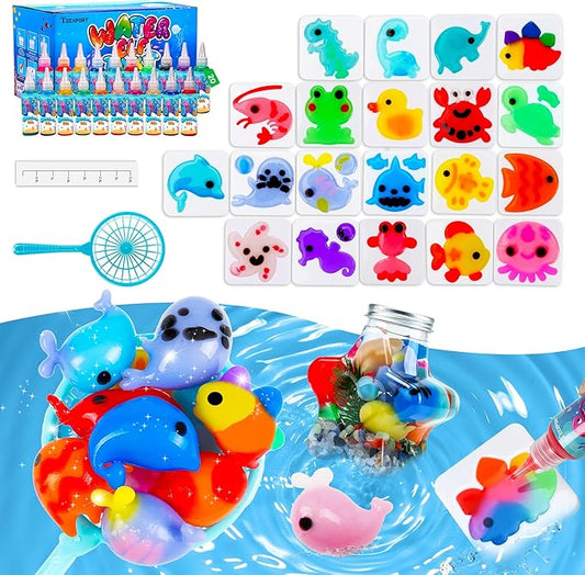 Teexpert Magic Water Elf Toy Kit - Aqua Fairy DIY Squishy Maker Craft Kit for Kids, Boys and Girls, 20 Magic Colors and Molds, Creative Arts and Crafts Gift for Christmas, Birthday, Ages 3+