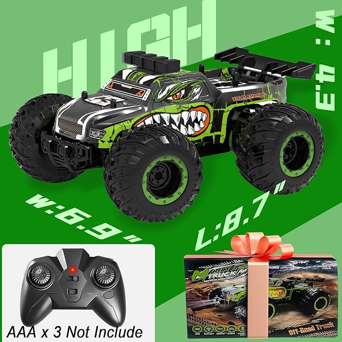 Remote Control Car,RC Cars Toy,High Speed 20 KM/H RC Truck Off-Road with 2 Headlights and 2 Rechargeable Battery,Dinosaur Toys Gift for Adult Boys 8-12