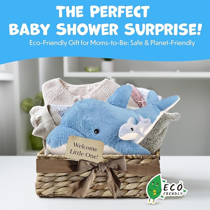 Mom and Baby Stuffed Animals for Boys & Girls, Safari Baby Shower Decorations, Nursery Decor, Zoo Animals for Toddlers, Quality Realistic Toys for Kids, Cute, Soft, Huggable, Squeezable (22" Dolphin)