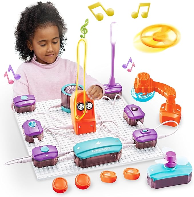 Circuit Board for Kids, SMILESSKIDDO 34 PCS DIY Electronics Exploration Kit with 70+ Projects, Physics Science Experiments Kit, School Family STEM Kits Educational Toy Gift for Kids 6+