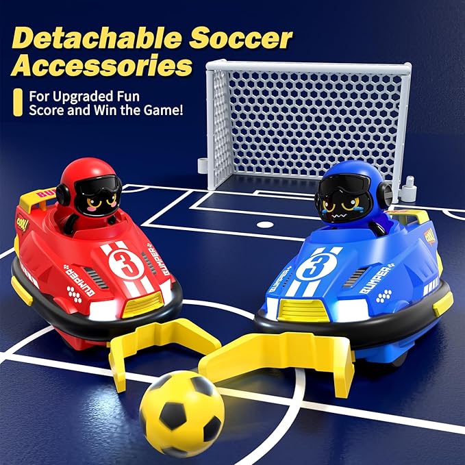 Remote Control Bumper Car Toy Set of 2 Players Football Games|Toddlers Mini RC Car Toys with Light & Sound & 360°Rotating|Christmas Birthday Gifts for 2 3 4 5 Year Old Boys Girls Kids Ideas