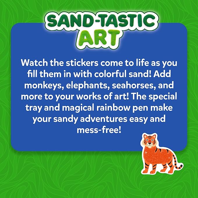 Skillmatics Sand Art Activity - Animals, Create & Stick 50+ Colorful Stickers, Creative Craft Kits & Supplies for Kids, Gifts for Girls & Boys Ages 4, 5, 6, 7, 8, 9, 10