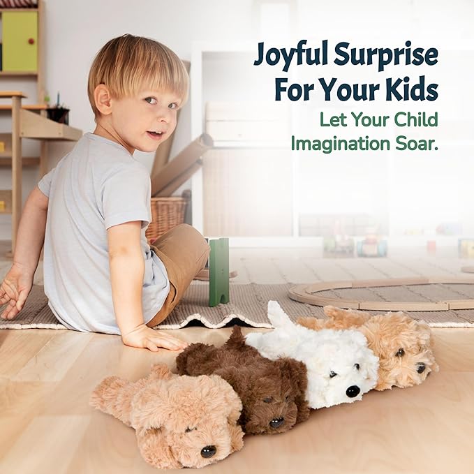 PixieCrush Adopt Me Dog Stuffed Animals for Girls Ages 3 to 8- Mommy Labradoodle with Four Puppies- Magical Dog Pillow Plushie - Enchanting Toy Dogs Surprise for Imaginative Play