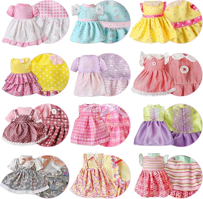 Alive Baby Doll Clothes and Accessories - 12 Sets Girl Doll Clothes Dress for 12 13 14 15 16 Inch Doll, Baby Doll Clothes - Doll Outfits Accessories w/Hairpin & Underwear for Doll Gift
