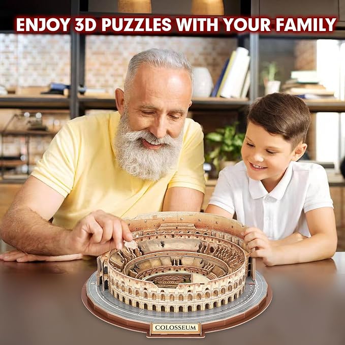 CubicFun 3D Puzzles for Adults Kids New Version Italy Rome Colosseum Jigsaw Puzzle DIY Building Model Kit Easter Gift for Boys Girls Age 10+, 163 Pieces Puzzles for Kids Ages 8-10 Dad's Gift