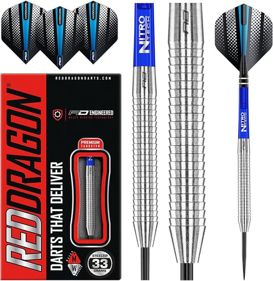 RED DRAGON Razor Edge Original 33g Tungsten Darts with Flights and Stems