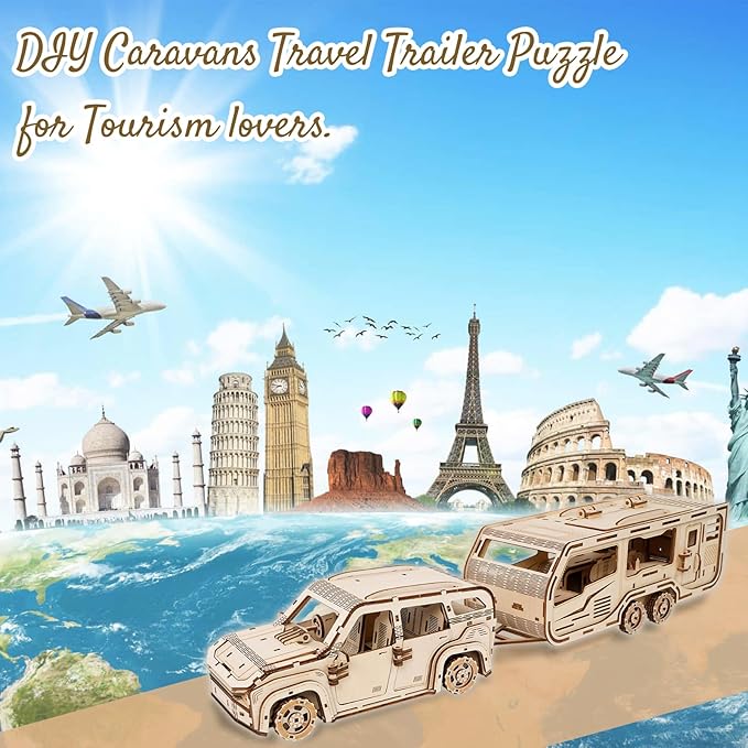 3D Wooden Puzzle for Adults, Trailer Mechanical Car 3D Jigsaw Puzzles, DIY Model Building Kit Handicraft Wood Craft Hobbies Toy, Birthday for Hobbyist 14+ Teens Family Women Men, 323 Pieces