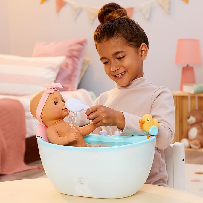 BABY born Baby Doll Musical Light Up Bathtub with Automatic Working Shower Head - Plays Music & Sound Effects, Sturdy, Modern Design, Fits Dolls up to 17", for Kids Ages 3 and Up
