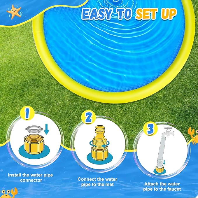 127 inch Extra Large Non-Slip Splash Pad Sprinkler for Kid and Dog, Kiddie Dog Pool, Toddler Outdoor Toys for Ages 3-12 Boys Girls, Summer Outdoor Water Kids Toys, Parent Games, Backyard, Lawn