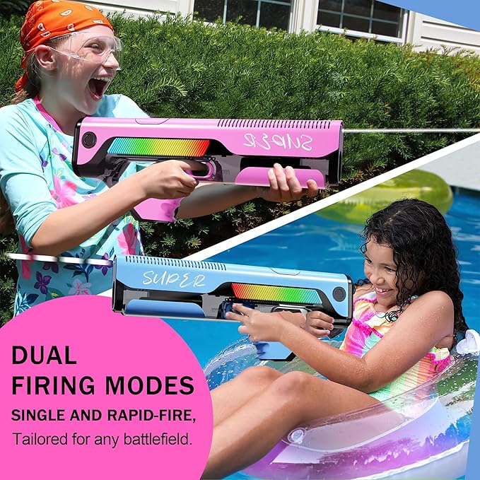 Electric Water Guns for Kids Age8-12, Squirt Guns Up to 32 FT Long Range, Automatic Water Absorption, Water Blaster Toy with Modular Battery, Summer Beach Pool Backyard Party Outdoor Toys