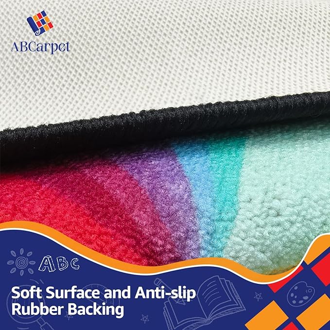 Classroom Rug Carpet for Elementary School Daycare Nursery Rug Non Slip Soft Washable Seating Rug Seats Teacher Rug Colorful Foldable Rolling Packing (6.5 x 9.8ft, B014-ColorCard-Economy)