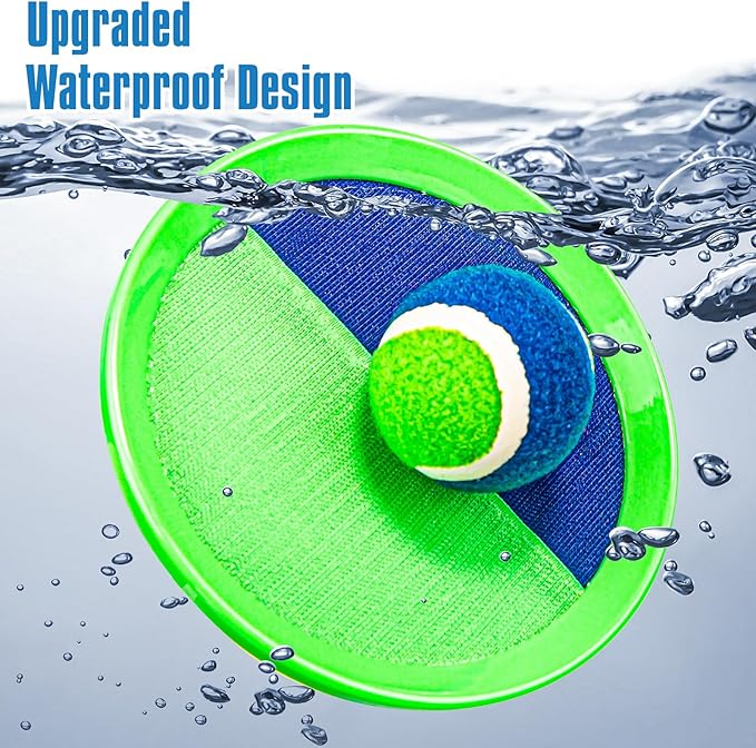 Toss and Catch Ball Set, Pool Beach Outdoor Toys Games for Kids Ages 4-8-12, 4 Paddles 4 Balls and Storage Bag, Summer Yard Outdoor Game for Adult Family, Birthday Easter Gift for Kids