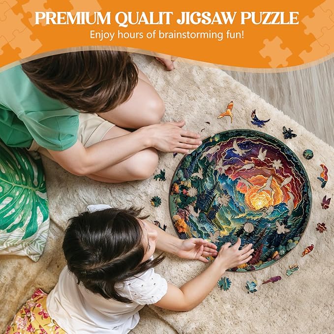 Wooden Puzzles for Adults, Wooden Jigsaw Puzzles for Adults Kids, 3D Cave Sky Unique Shaped Wood Puzzles Adult, Creative Birthday Gifts for Friends Family Game (11.4 * 11.4in 200pcs)