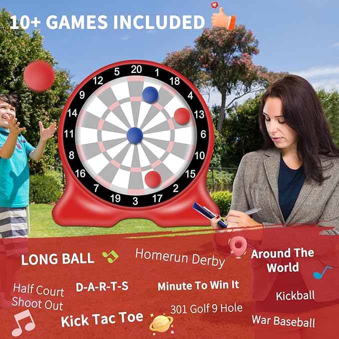 Giant Inflatable Dart Board, 6.5FT Outdoor Games for Adults & Family, Fun Backyard & Yard Game, Large Carnival Game, Giant Soccer Kick Golf Dartboard