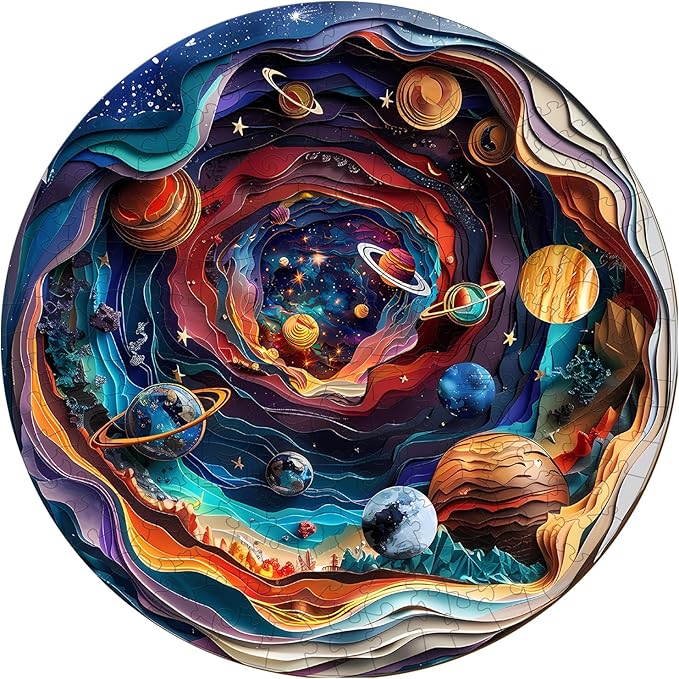 Wooden Puzzles for Adults, 3D Universe (M-200pcs) Wooden Jigsaw Puzzles Kids, 11.4 * 11.4in Unique Shaped Animal Wood Puzzles, Wooden Animal Puzzles 3D Vision Flat Puzzle Family Games