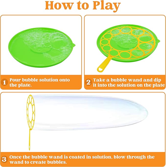 JOYIN Big Bubble Wands Set Bulk for Kids Summer Outdoor Activity Party Favors, 18 Pcs Giant Bubble Maker with Tray, 12" Large, 6 Pcs Solution Suitable for All Age People