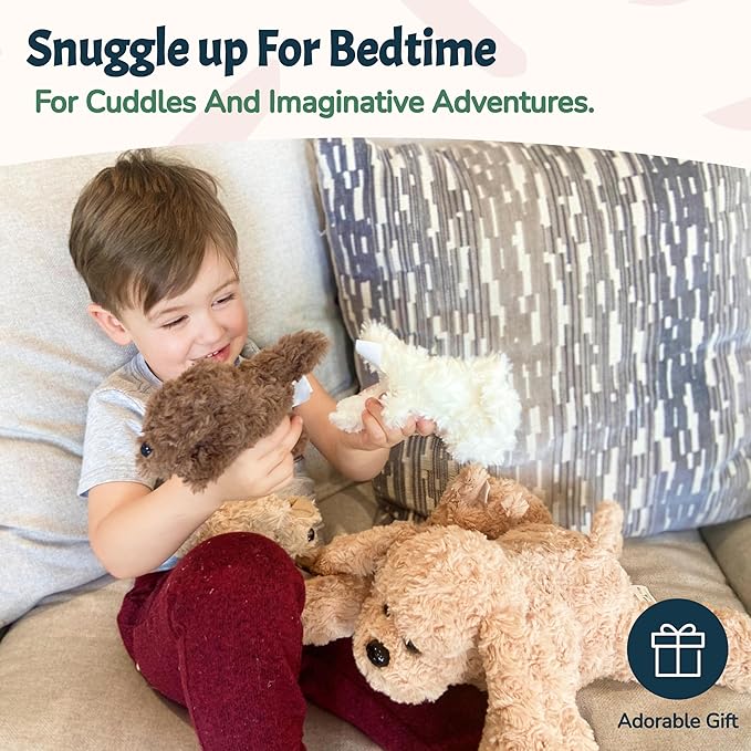 PixieCrush Adopt Me Dog Stuffed Animals for Girls Ages 3 to 8- Mommy Labradoodle with Four Puppies- Magical Dog Pillow Plushie - Enchanting Toy Dogs Surprise for Imaginative Play