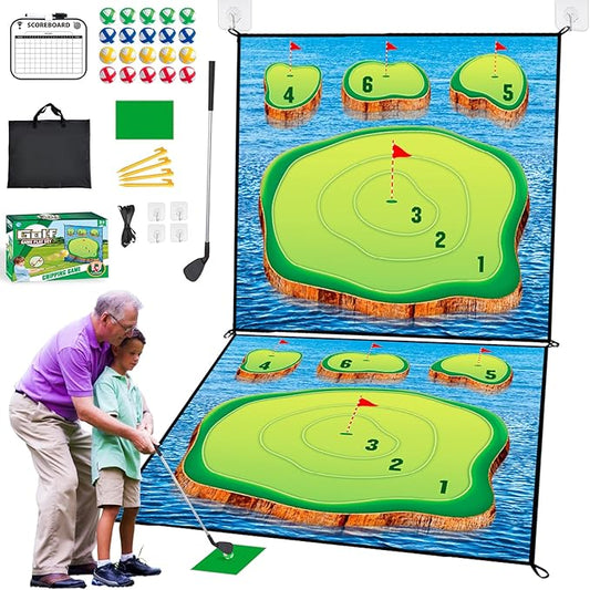 Golf Chipping Game Mat Set,Sticky Pro, 70‘’x70'' for Indoor Outdoor for Adults,Battle Royale,Golf for Adults Family Kids Backyard Yard Party (with Club)