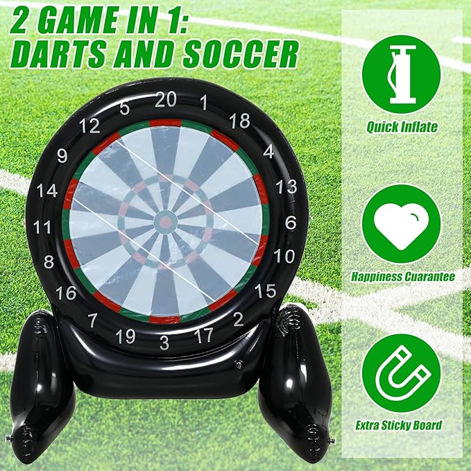 59'' Inflatable Giant Kick Darts Game Set Jumbo Soccer Darts Inflatable Dart Board Outdoor Soccer Target Dartboard with Balls for Adults Kids Lawn Backyard