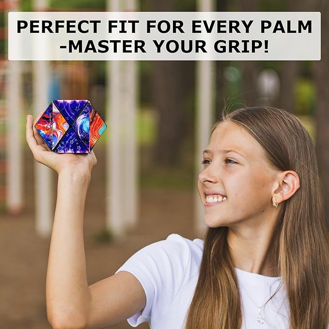 SHASHIBO Holographic Shape Shifting Box - STEM Magnetic Fidget Cube That Transforms Into Over 70 Shapes, Download Fun in Motion Toys Mobile App (Cosmos)