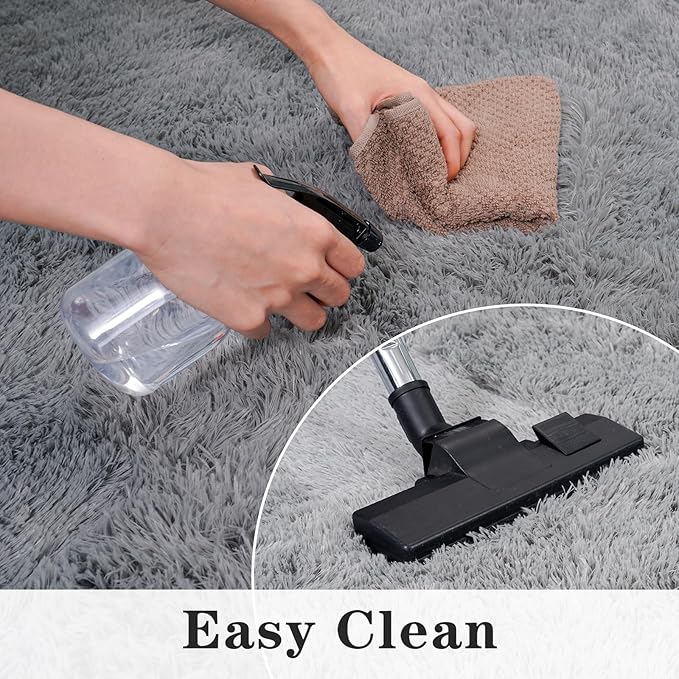 Super Fluffy 8x10 Rugs for Living Room, Modern Shag Grey Area Rugs, Soft and Cozy Plush Large Under Bed Carpet for Kids, Girls Boys and Teens Decorations for Bedroom Dorm Nursery Classroom