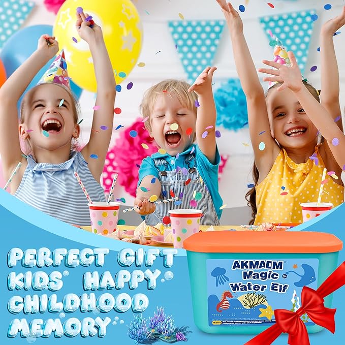 Magic Water Elf Toy Kit for Kids - Aqua Fairy Water Gel Kit - 12 Colors*100ml Squishy Maker Set - 12 Shape Molds - Arts & Crafts Water Elf Creation kit - Children's DIY Marine Life (12 Colors)